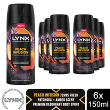 Load image into Gallery viewer, Lynx Body Spray Fine Fragrance Collection Peach Infusion for Men 150ml, 6 Pack