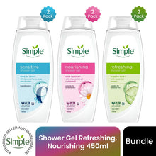 Load image into Gallery viewer, Simple Shower Gel &amp; Shower Cream 450ml Sensitive Skin 6-Pack