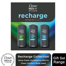 Load image into Gallery viewer, Dove Men+Care Gift Set Recharge Trio Clean Comfort Extra Fresh Eucalyptus Mint
