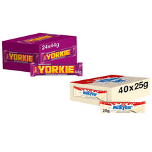 Load image into Gallery viewer, Nestle Chocolate Bar, Yorkie Chocolate Bar 24x44g &amp; Milkybar Chocolate 40x25g