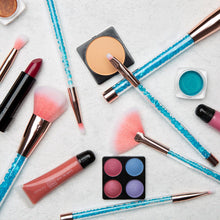 Load image into Gallery viewer, Cosmic Makeup Brush Set 7 Piece Turquoise Liquid Glitter Handle Beauty Tool Kit