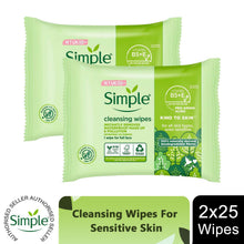 Load image into Gallery viewer, Simple Kind to Skin Double Sided Cleansing Biodegradable Facial Wipes, 25pcs