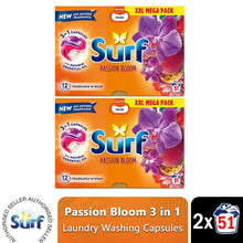 Load image into Gallery viewer, Surf 3 in 1 Laundry Washing Detergent Capsules Passion Bloom, 102 Washes