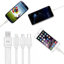 Load image into Gallery viewer, FX 3 in 1 iPhone, Type C and Micro USB Cable,  White