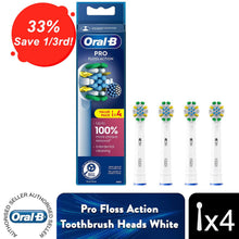 Load image into Gallery viewer, Oral-B Floss Action White X-Filaments Toothbrush Replacement Heads, Pack of 4