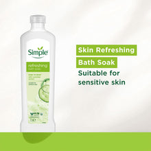 Load image into Gallery viewer, 12x Simple Kind to Skin Refreshing Bath Soak Cucumber Extract Sensitive Skin, 1L