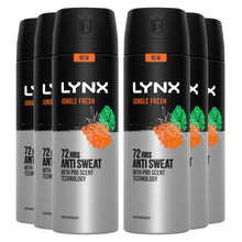 Load image into Gallery viewer, Lynx Jungle Fresh Antiperspirant Spray 72H Protection Deodorant 200ml, 6 Pack