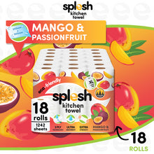 Load image into Gallery viewer, Splesh Mango &amp; Passionfruit Kitchen Towel 3 Ply Ultra Absorbent XL Roll, 18 Rolls