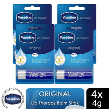 Load image into Gallery viewer, Vaseline Lip Balm Stick Original 4g, 4 Pack Lip Therapy Moisturising, Non Greasy