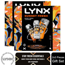 Load image into Gallery viewer, Lynx Sunset Fresh Trio Men's Grooming Gift Set Body Spray, Body Wash &amp; Deodorant