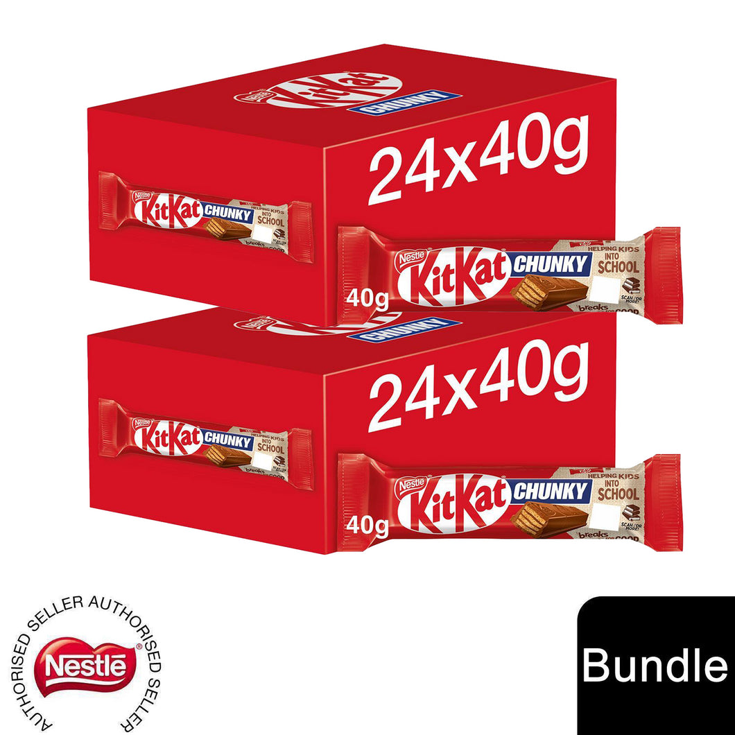 Nestle Chocolate Bar, KitKat Chunky Milk Chocolate Bar 24x40g (2 Pack)