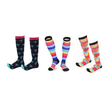 Load image into Gallery viewer, Flo Knee High Compression Socks Bright Pattern Support Travel Sports S/M or L/XL