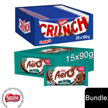 Load image into Gallery viewer, Nestle Sharing Bars, Crunch Milk Chocolate 20x100g &amp; Aero Hazelnut 15x90g