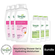 Load image into Gallery viewer, Simple 12H Moisturiser &amp; Shower Cream 450ml 3-Pack Bundle