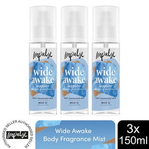 Impulse Wide Awake Body Fragrance Mist Grapefruit, Eucalyptus & Basil 150ml, 3Pk
