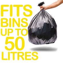 Load image into Gallery viewer, Tidyz Drawstring Refuse Sacks Bin Bags, Black 50L, 16 pack