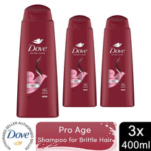 Load image into Gallery viewer, Dove Nourishing Shampoo Pro-Age for Brittle &amp; Damaged Hair 400ml, 3 Pack