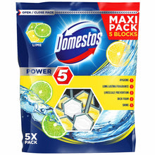 Load image into Gallery viewer, 10x Domestos Power 5 Lime Toilet Rim Blocks for LongLasting Protection 55g,Pkof5
