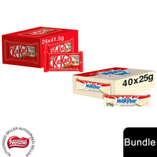 Load image into Gallery viewer, Nestle Chocolate Bar, KitKat 4 Finger 24x41.5g &amp; Milkybar White Chocolate 40x25g