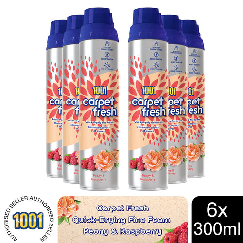 1001 Carpet Fresh Peony & Raspberry Upholstery Odour Remover Spray, 6x300ml
