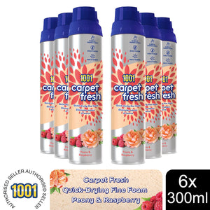 1001 Carpet Fresh Peony & Raspberry Upholstery Odour Remover Spray, 6x300ml