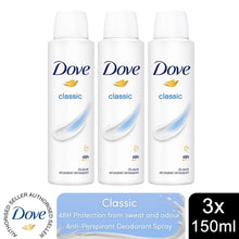 Load image into Gallery viewer, Dove Classic Anti-Perspirant with 48H Sweat Protection Deo for Women 150ml, 3pk