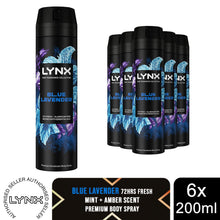 Load image into Gallery viewer, Lynx Fine Fragrance Collection Blue Lavender Body Spray Deodorant 200ml, 6 Pack