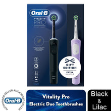 Load image into Gallery viewer, Oral-B Vitality Pro Duo Rechargeable Electric Toothbrush, Black &amp; Lilac