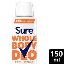 Load image into Gallery viewer, Sure Women Fresh Citrus Whole Body Deodorant Spray Aluminium Free 150ml, 3 Pack