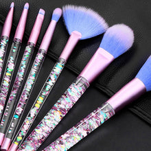 Load image into Gallery viewer, Aquarius Cosmic Makeup Brush Set 7pc Liquid Glitter Handle Beauty Tool Kit Pink