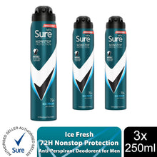 Load image into Gallery viewer, Sure Men Antiperspirant 72H Nonstop Protection Invisible Ice Advance Deo, 3x250ml