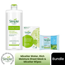 Load image into Gallery viewer, Simple Micellar Water Sheet Mask &amp; Biodegradable Wipes Bundle