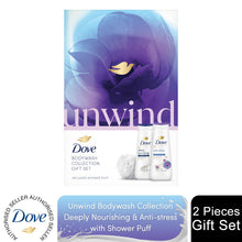 Load image into Gallery viewer, Dove Unwind Bodywash Collection 2 Pieces Gift Set for Her with Shower Puff