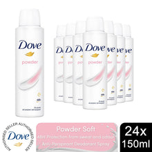 Load image into Gallery viewer, Dove Powder Soft Anti-Perspirant Deo Spray for 48Hrs Protection, 150ml, 24 Pack