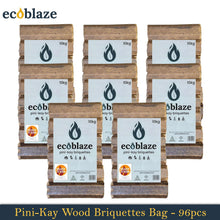 Load image into Gallery viewer, Ecoblaze Pini-Kay Wood 96 Briquettes 8x10 Kg Bag for Wood Burners &amp; Pizza Oven