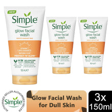 Load image into Gallery viewer, Simple Face Wash-Moisturising, Refreshing, Clear Pore Scrub or Glow 150ml, 3Pack