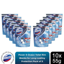 Load image into Gallery viewer, 10x Domestos Power5 Ocean ToiletRimBlocks for LongLasting Protection 55g,Pk of 5