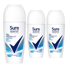 Load image into Gallery viewer, 3x Sure Women Motion Sense AP Deodorant Roll-on 72H Nonstop, Cotton Dry, 50ml