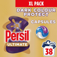 Load image into Gallery viewer, Persil XL Ultimate Washing Capsules Dark Colour Protect Stain Removal 38W, 3pk