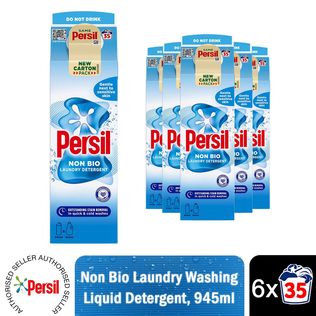 Persil Non-Bio Gentle Fabric Clean Laundry 35 Washes Liquid Detergent 945ml, 6pk