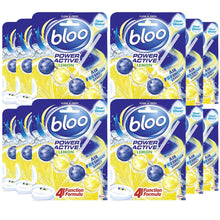 Load image into Gallery viewer, Bloo Power Active Premium Scent Of Lemon Toilet Rim Block, 12 Pack of 50g