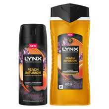 Load image into Gallery viewer, Lynx Fine Fragrance Peach Infusion Bundle Body Spray and Body Wash for Men