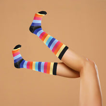 Load image into Gallery viewer, Flo Knee High Compression Socks Bright Pattern Support Travel Sports S/M or L/XL