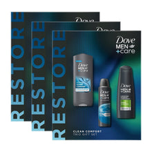 Load image into Gallery viewer, Dove Men+Care Restore Clean Comfort Bath and Body 3Pcs Gift Set for Him