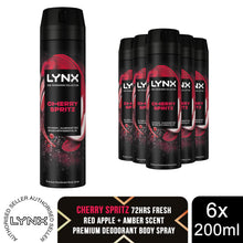 Load image into Gallery viewer, Lynx Fine Fragrance Collection Cherry Spritz Body Spray Deodorant 200ml, 6 Pack