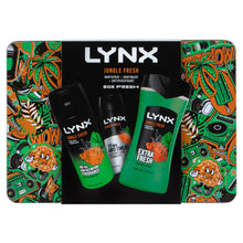Load image into Gallery viewer, Lynx BOX FRESH Jungle Fresh Bodywash,Bodyspray &amp; Antiperspirant Gift Set for Him