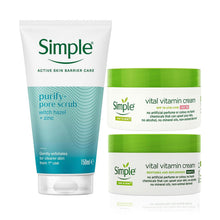 Load image into Gallery viewer, Simple Clear Pore Scrub Day Cream SPF 15 &amp; Night Cream Bundle
