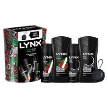 Load image into Gallery viewer, Lynx THE SUPREME SQUAD Africa &amp; Black 4 Pieces Gift Set for Him with Shower Tool