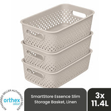 Load image into Gallery viewer, SmartStore Essence Large 11.4L Storage Basket, Pack of 3 Organiser Boxes, Linen