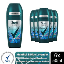 Load image into Gallery viewer, Sure Men Nonstop Protection Antiperspirant Roll On Menthol&amp;BlueLavender 50ml,6Pk